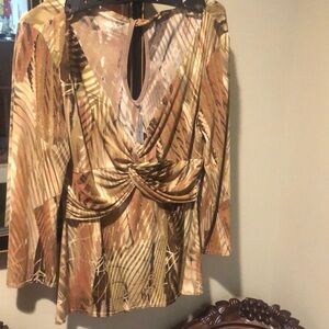 Chic Brown Patterned Women's Blouse